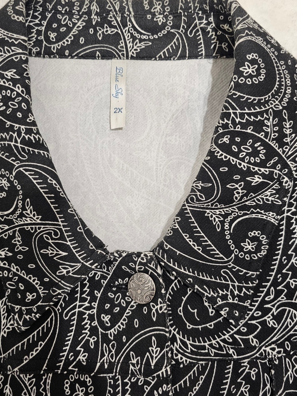 Blue Sky Fair Trade Cotton  Paisley Western Jacket 2X Boho Ranchwear Cottagecore - Picture 4 of 16